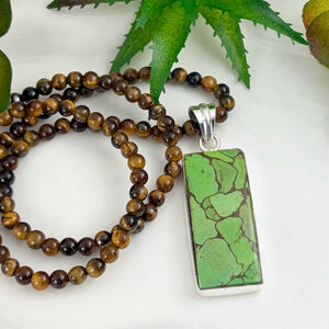 Green Mohave Turquoise Pendant Necklace Southwest Boho Handmade New 925